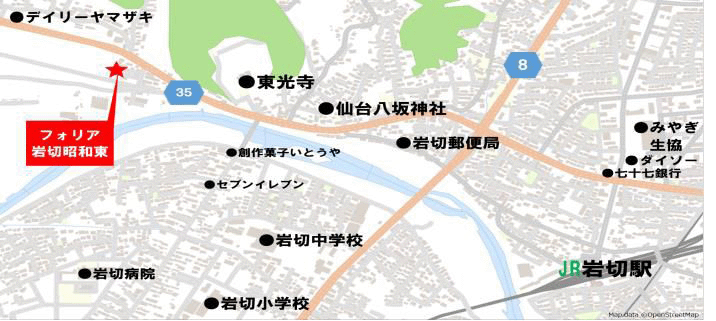 仙台市宮城野区岩切の新築分譲一戸建て住宅「フォリア岩切昭和東」現地案内図