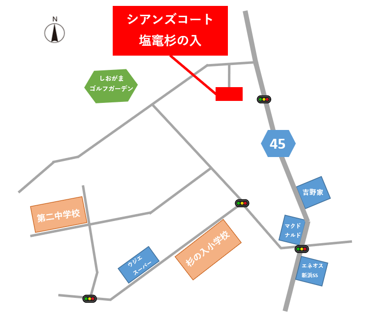 宮城県塩釜市杉の入の新築分譲一戸建て住宅「シアンズコート塩竃杉の入」現地案内図