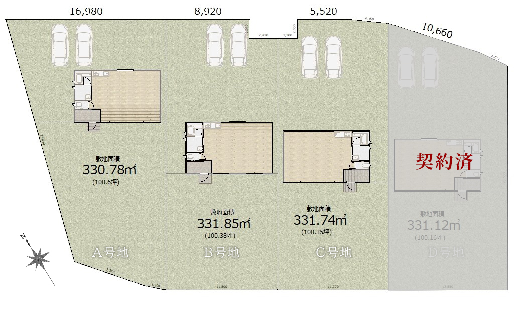 岐阜県多治見市の新築分譲一戸建て住宅「フォリア多治見スタイル」区画図 敷地面積約100坪