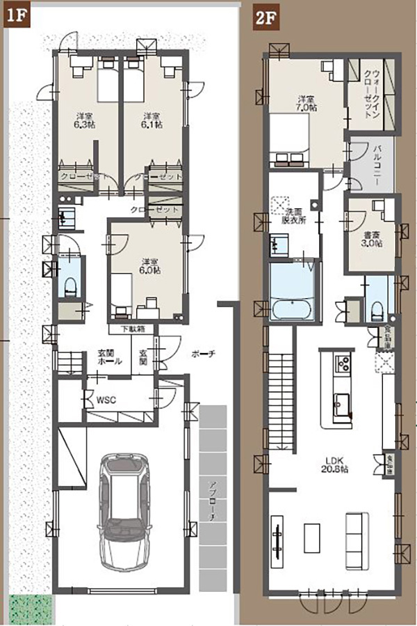 札幌市西区山の手の新築分譲住宅「フォリア山の手3条」間取り