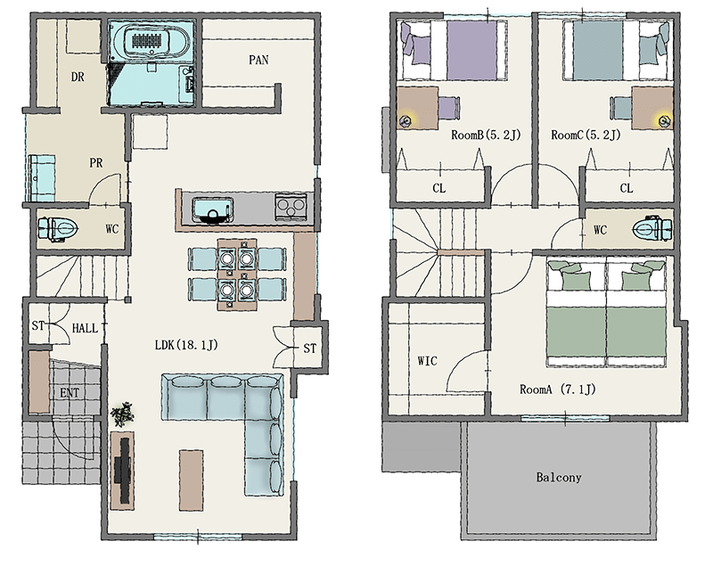 フォリア名東豊が丘　A号棟間取り(4LDK)　1階　駐車場2台付き